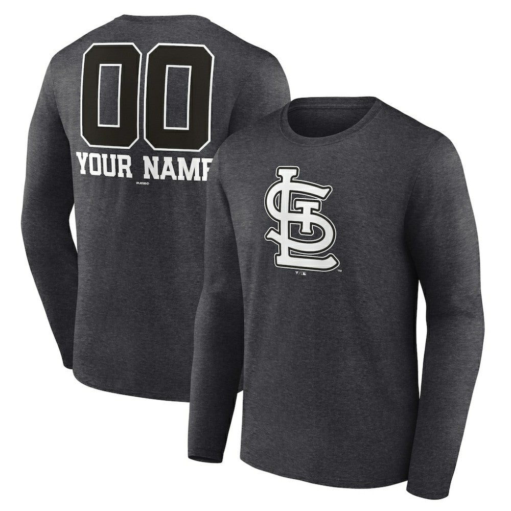 St. Louis Cardinals Personalized Monochrome Name & Number Long Sleeve T-Shirt Sale