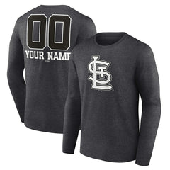 St. Louis Cardinals Personalized Monochrome Name & Number Long Sleeve T-Shirt Sale