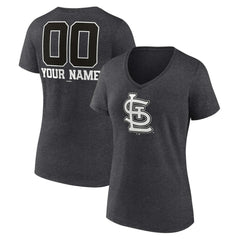 St. Louis Cardinals Women's Personalized Monochrome Name & Number V-Neck T-Shirt On Sale