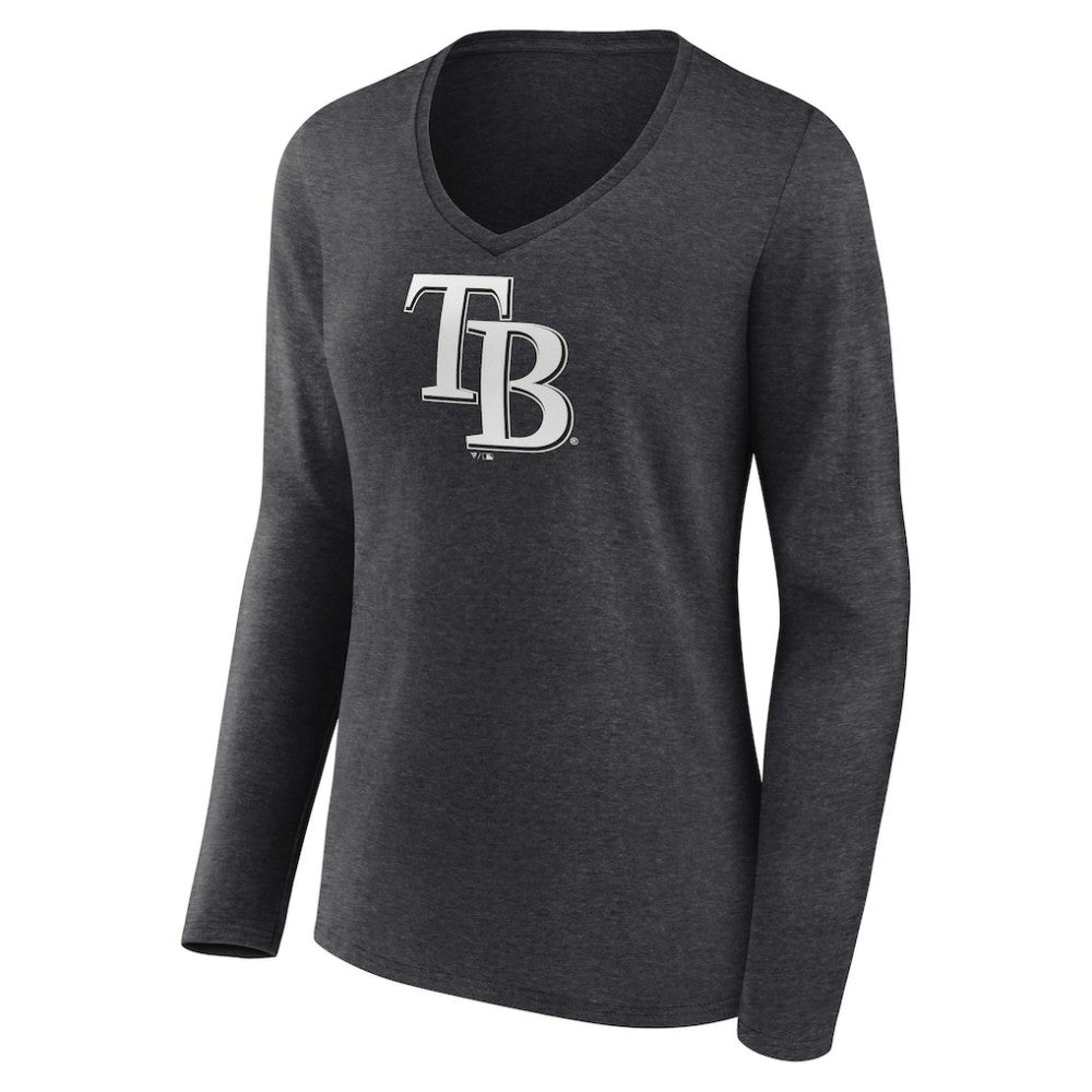 Tampa Bay Rays Women's Personalized Monochrome Name & Number Long Sleeve V-Neck T-Shirt On Sale