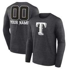Texas Rangers Personalized Monochrome Name & Number Long Sleeve T-Shirt discount