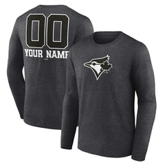 Toronto Blue Jays Personalized Monochrome Name & Number Long Sleeve T-Shirt for sale