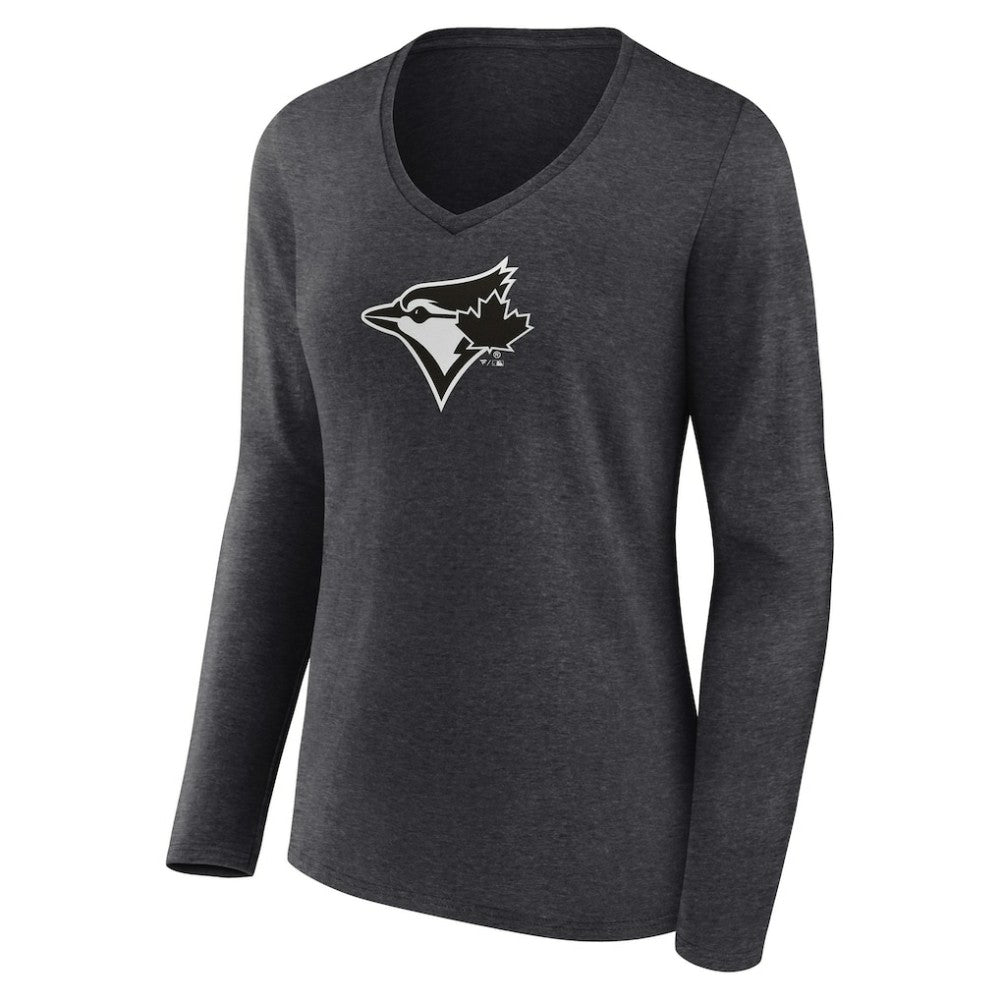 Toronto Blue Jays Women's Personalized Monochrome Name & Number Long Sleeve V-Neck T-Shirt for sale
