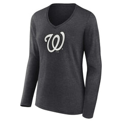 Washington Nationals Women's Personalized Monochrome Name & Number Long Sleeve V-Neck T-Shirt Sale