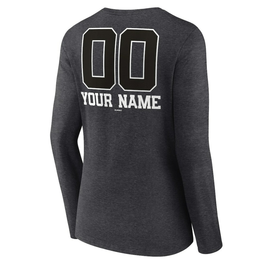 Washington Nationals Women's Personalized Monochrome Name & Number Long Sleeve V-Neck T-Shirt Sale