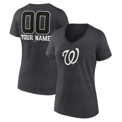 Washington Nationals Women's Personalized Monochrome Name & Number V-Neck T-Shirt Lifestyle
