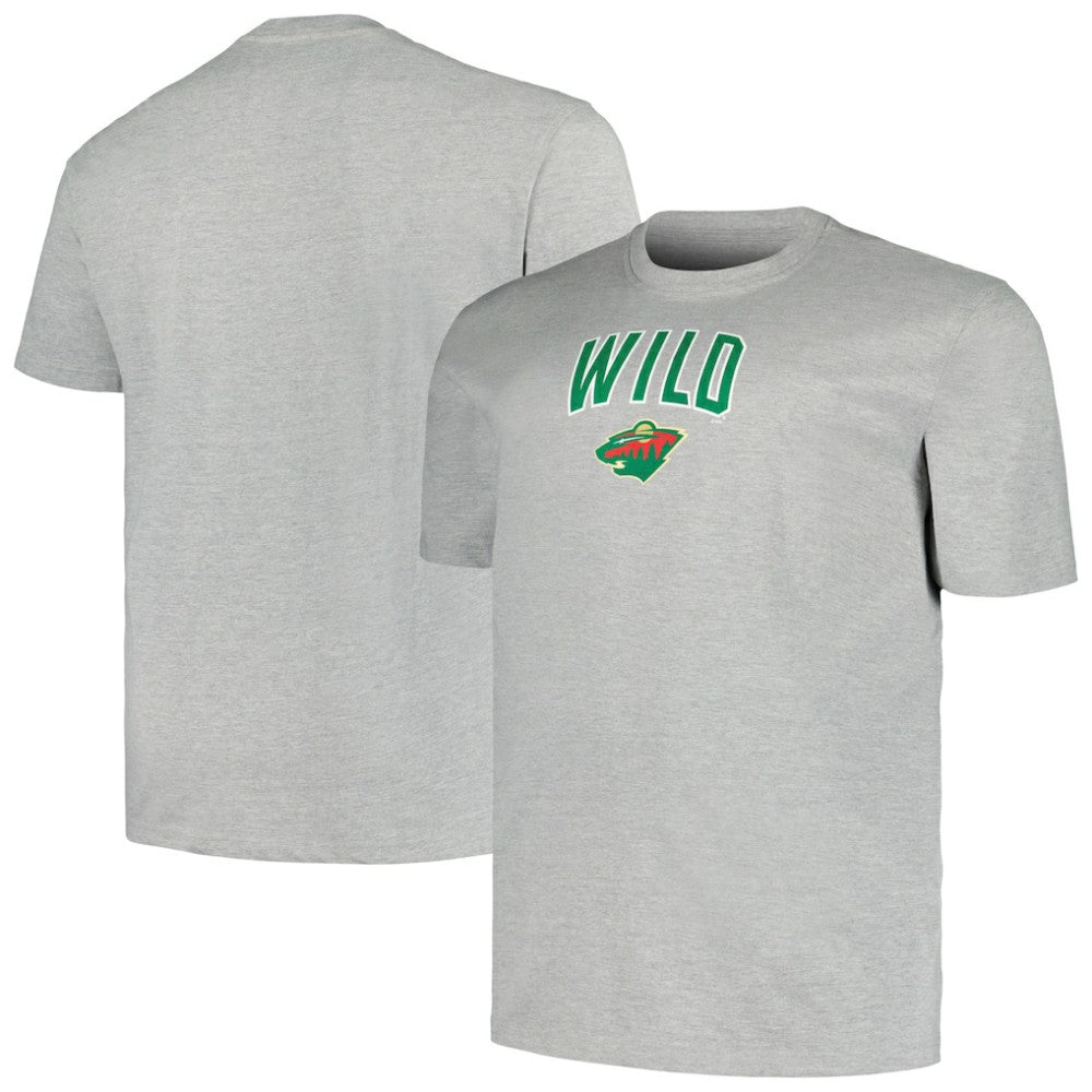Minnesota Wild - Profile Big & Tall Arch Over Logo T-Shirt Heather Gray