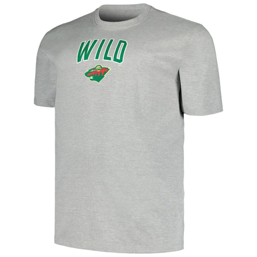 Minnesota Wild - Profile Big & Tall Arch Over Logo T-Shirt Heather Gray