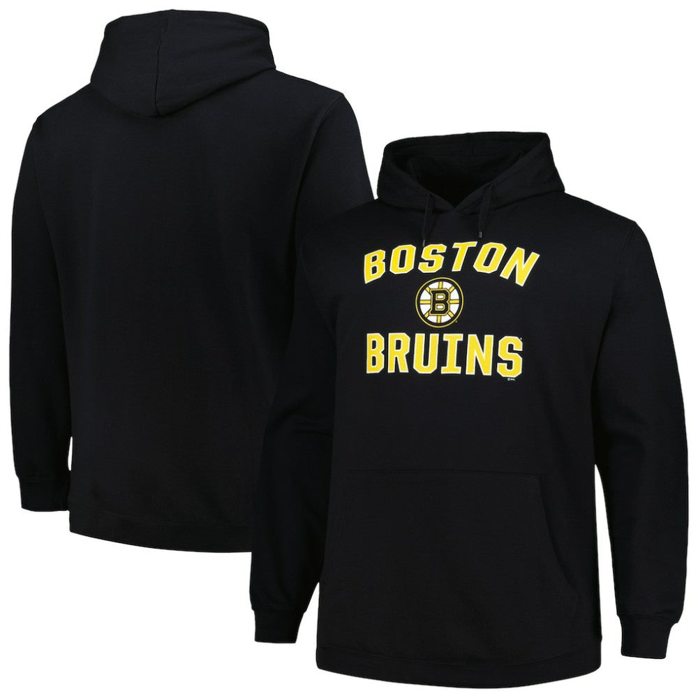Boston Bruins Profile Big & Tall Arch Over Logo Pullover Hoodie Black