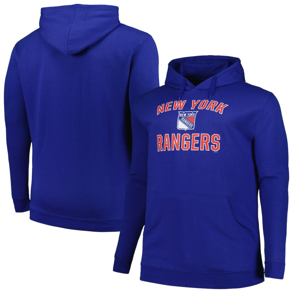 New York Rangers Profile Big & Tall Arch Over Logo Pullover Hoodie Blue
