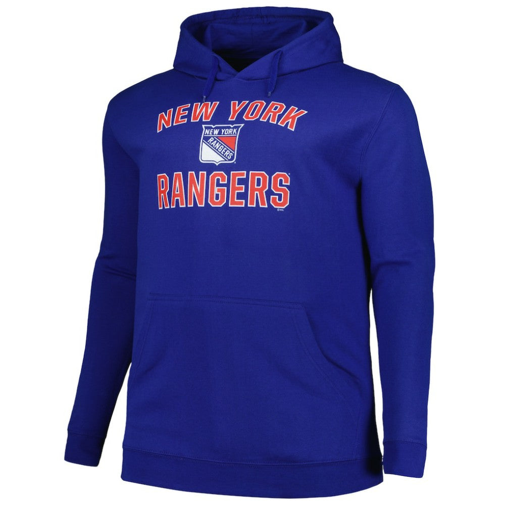 New York Rangers Profile Big & Tall Arch Over Logo Pullover Hoodie Blue