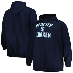 Seattle Kraken Profile Big & Tall Arch Over Logo Pullover Hoodie Deep Sea Blue