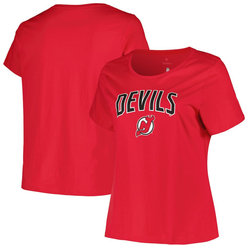 New Jersey Devils - Profile Women's Plus Size Arch Over Logo T-Shirt Red
