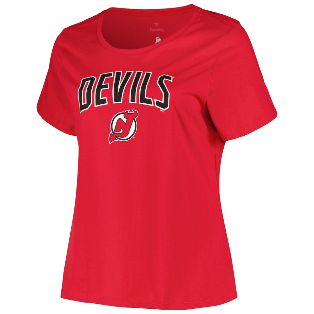 New Jersey Devils - Profile Women's Plus Size Arch Over Logo T-Shirt Red