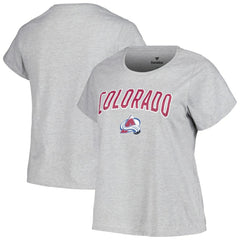 Colorado Avalanche - Profile Women's Plus Size Arch Over Logo T-Shirt Heather Gray