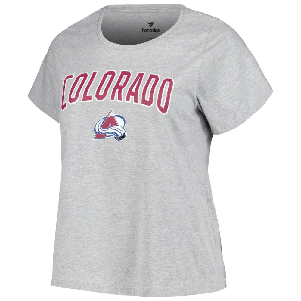 Colorado Avalanche - Profile Women's Plus Size Arch Over Logo T-Shirt Heather Gray