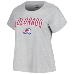 Colorado Avalanche - Profile Women's Plus Size Arch Over Logo T-Shirt Heather Gray