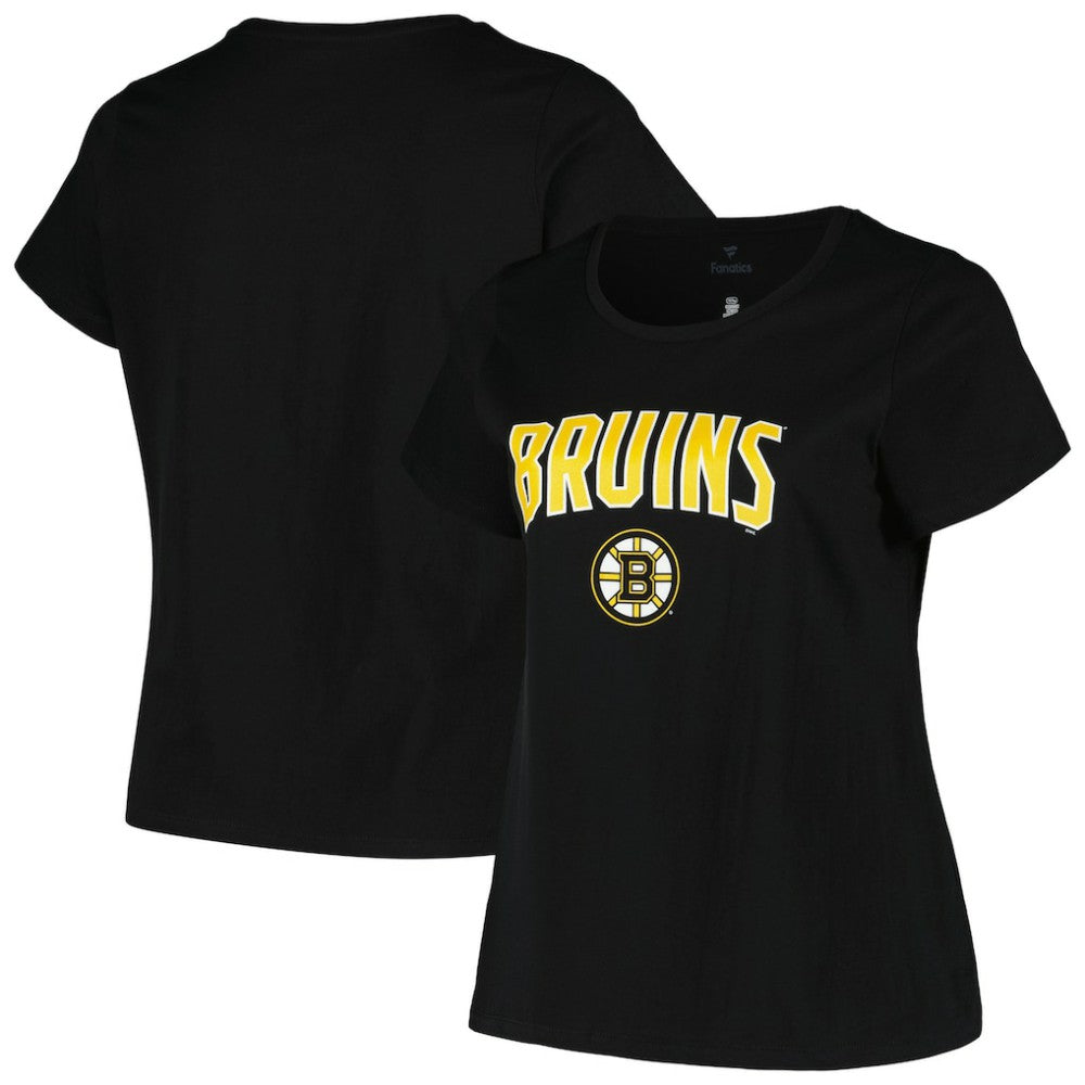 Boston Bruins Profile Women's Plus Size Arch Over Logo T-Shirt Black