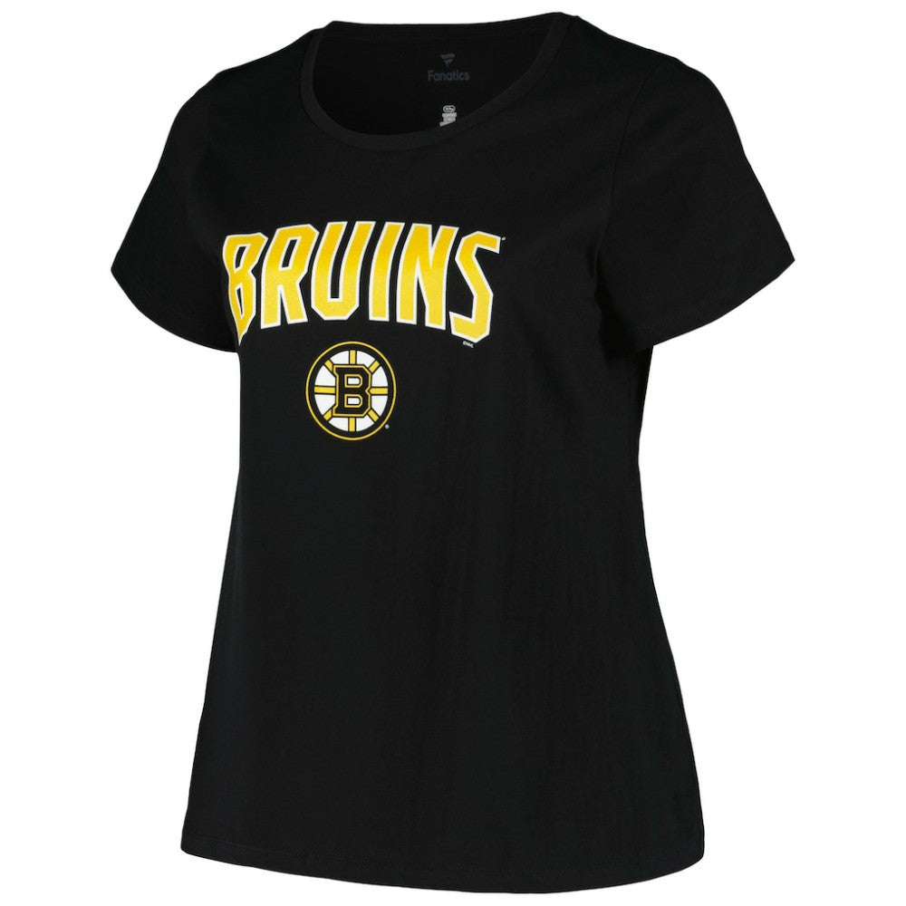 Boston Bruins Profile Women's Plus Size Arch Over Logo T-Shirt Black