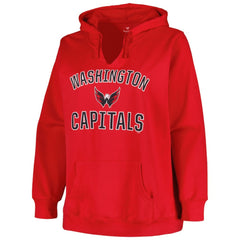 Washington Capitals Profile Women's Plus Size Arch Over Logo Pullover Hoodie Red