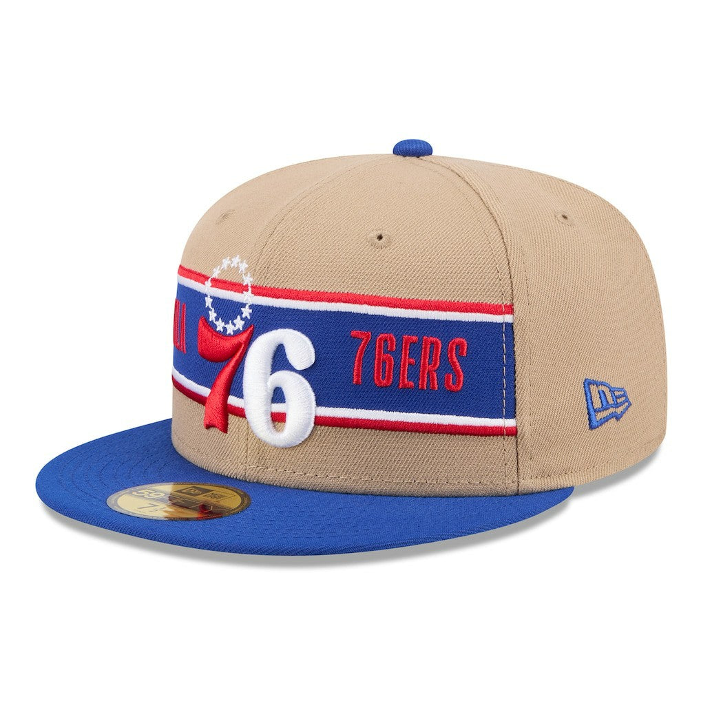New Era - Philadelphia 76ers 2024 NBA Draft 59FIFTY Fitted Hat - Tan/Royal