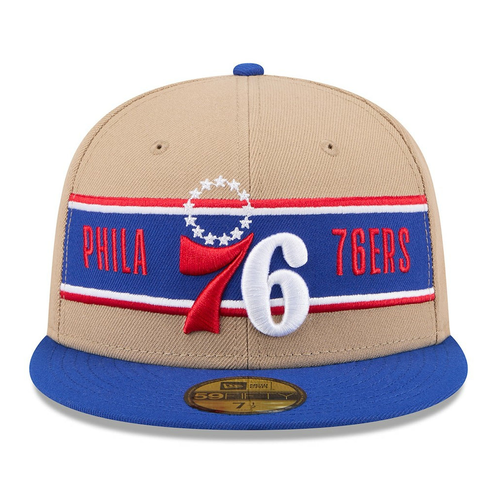 New Era - Philadelphia 76ers 2024 NBA Draft 59FIFTY Fitted Hat - Tan/Royal