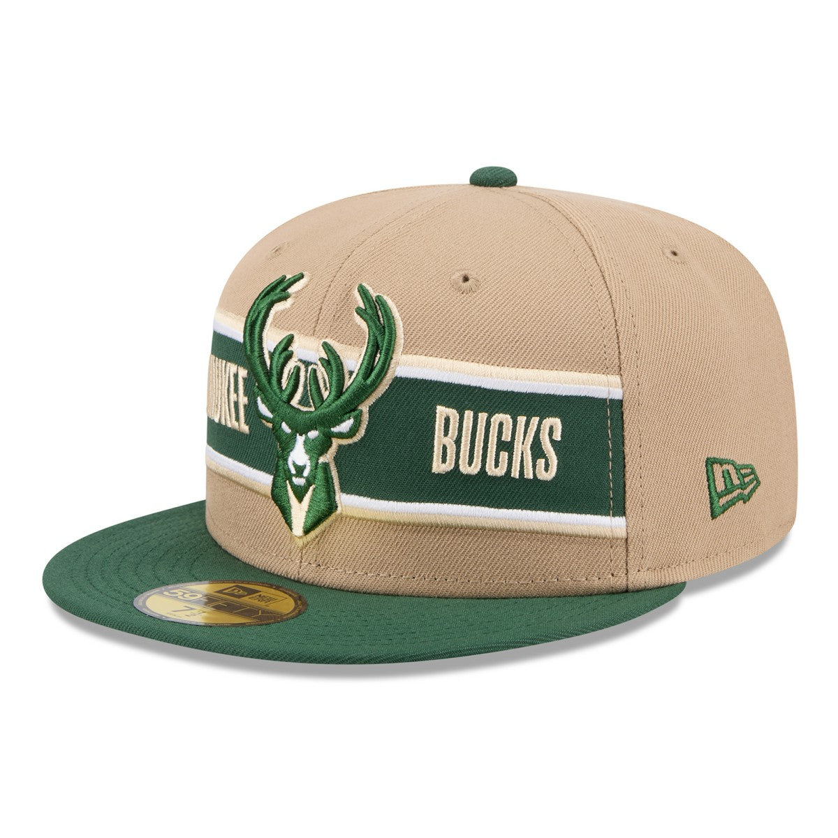 New Era - Milwaukee Bucks 2024 NBA Draft 59FIFTY Fitted Hat - Tan/Hunter Green