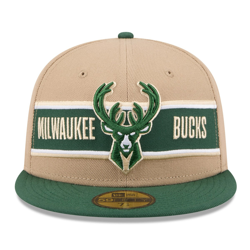 New Era - Milwaukee Bucks 2024 NBA Draft 59FIFTY Fitted Hat - Tan/Hunter Green