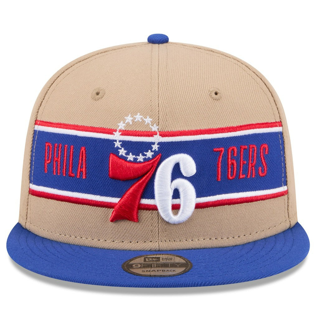 New Era - Philadelphia 76ers 2024 NBA Draft 9FIFTY Snapback Hat - Tan/Royal