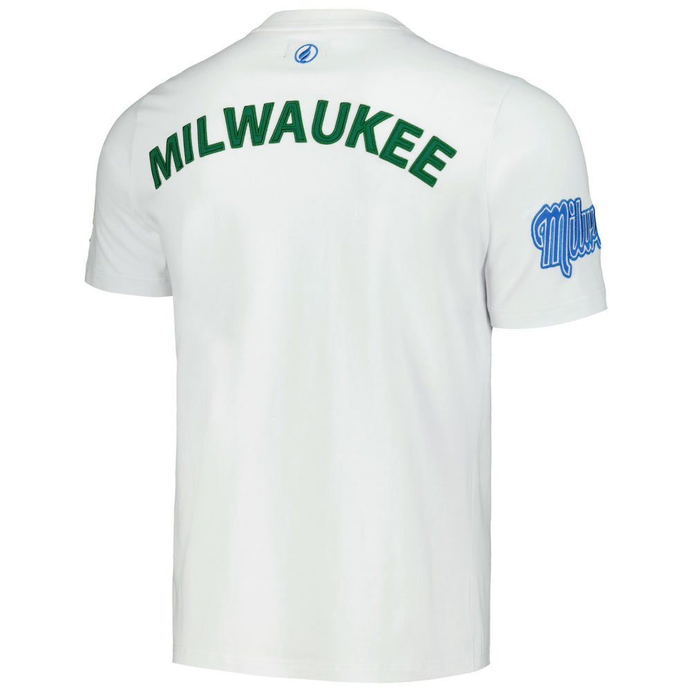 NBA - Milwaukee Bucks FISLL Unisex Heritage Crest T-Shirt - White