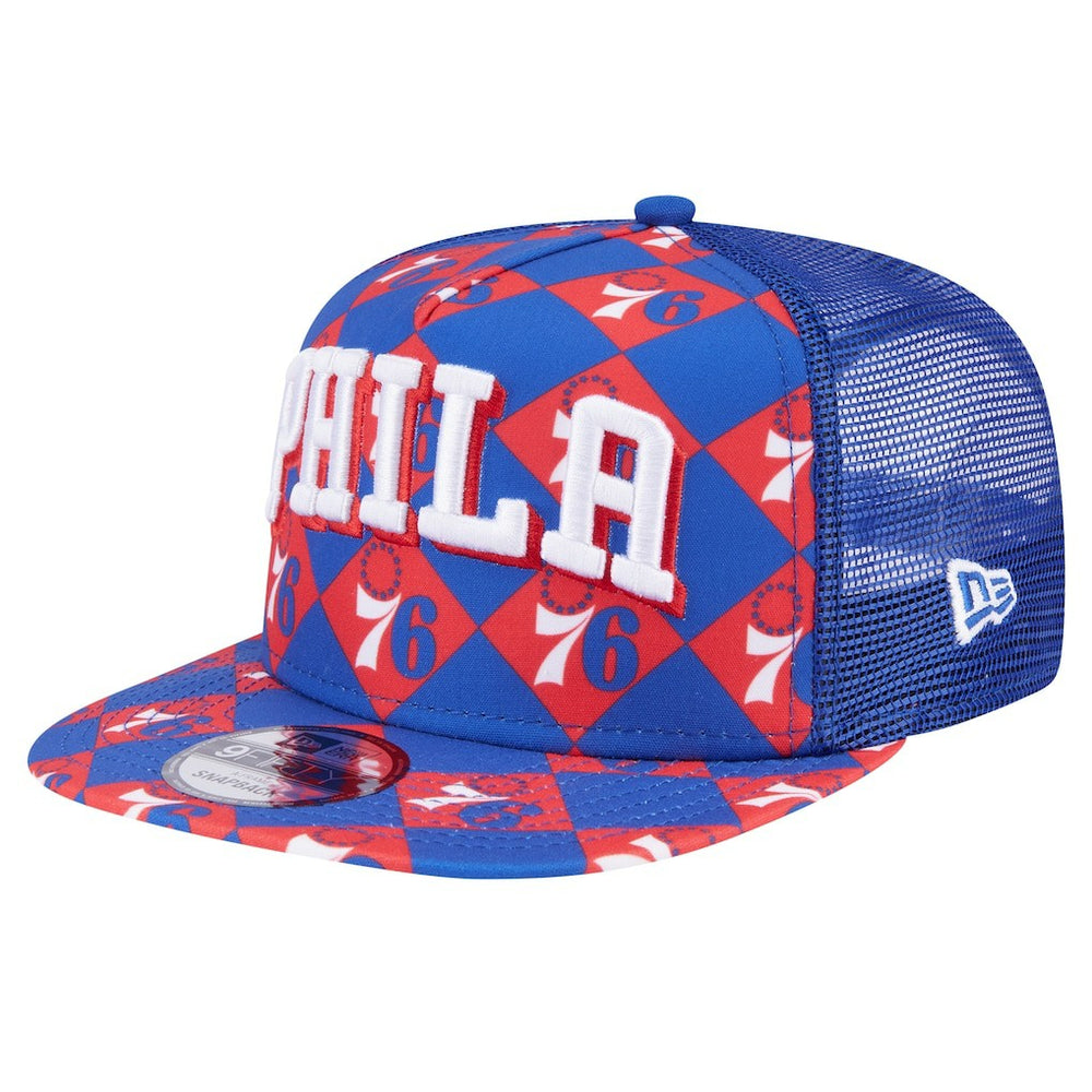 New Era - Philadelphia 76ers Seeing Diamonds A-Frame Trucker 9FIFTY Snapback Hat - Royal