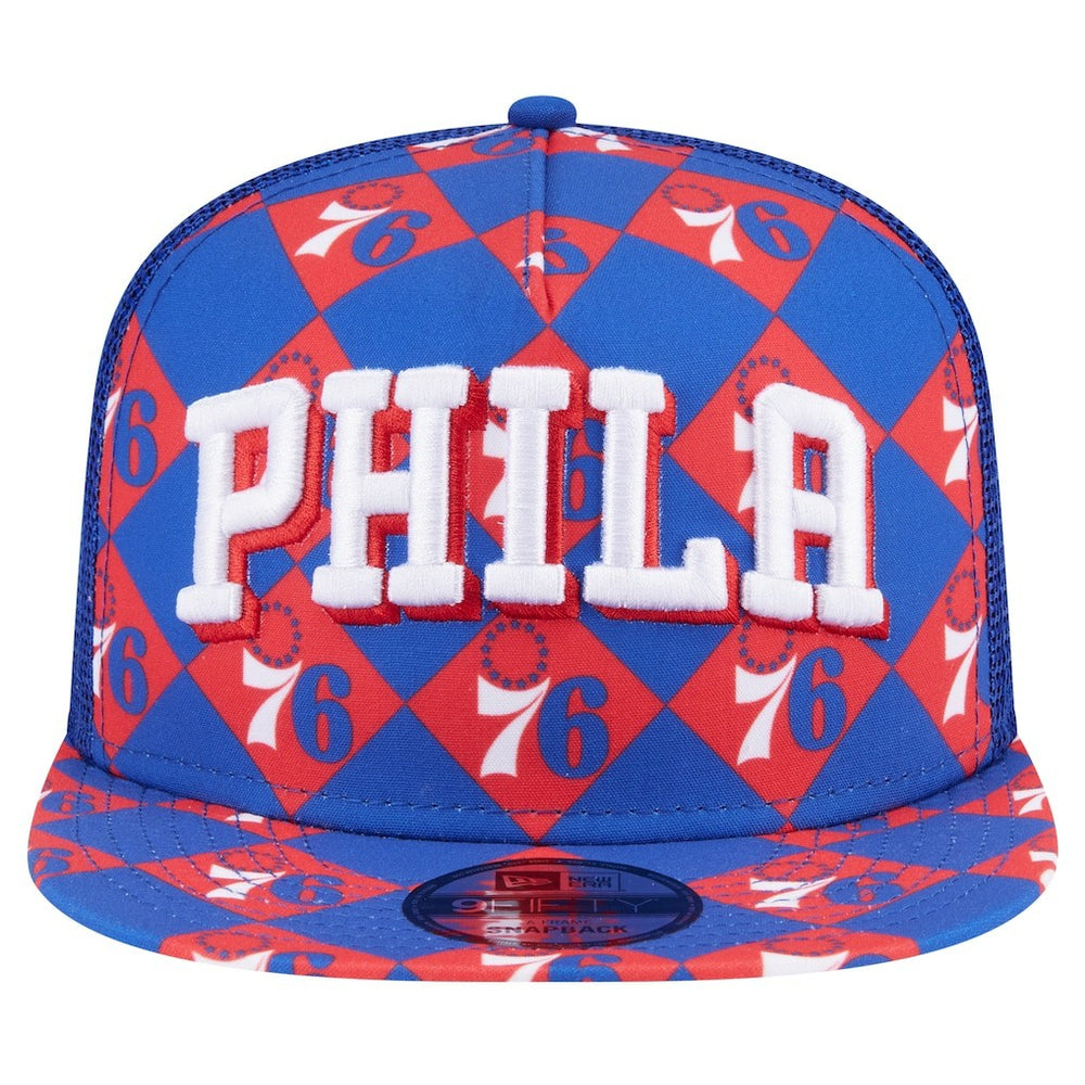 New Era - Philadelphia 76ers Seeing Diamonds A-Frame Trucker 9FIFTY Snapback Hat - Royal
