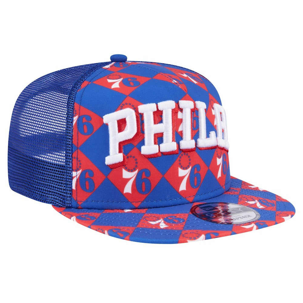 New Era - Philadelphia 76ers Seeing Diamonds A-Frame Trucker 9FIFTY Snapback Hat - Royal
