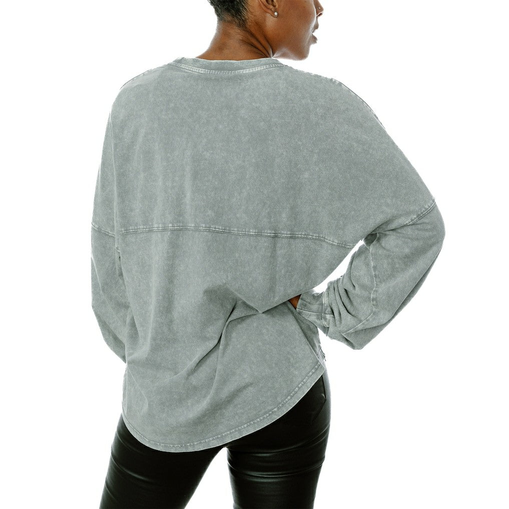 Minnesota Vikings Gameday Couture Women's Snow Wash Oversized Long Sleeve T-Shirt – Gray - NFL