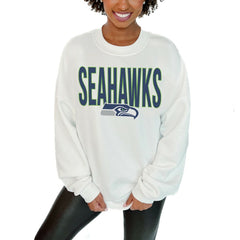 Seattle Seahawks Gameday Couture Women's Just Go With It Oversized Long Sleeve Crewneck Sweatshirt – White - NFL