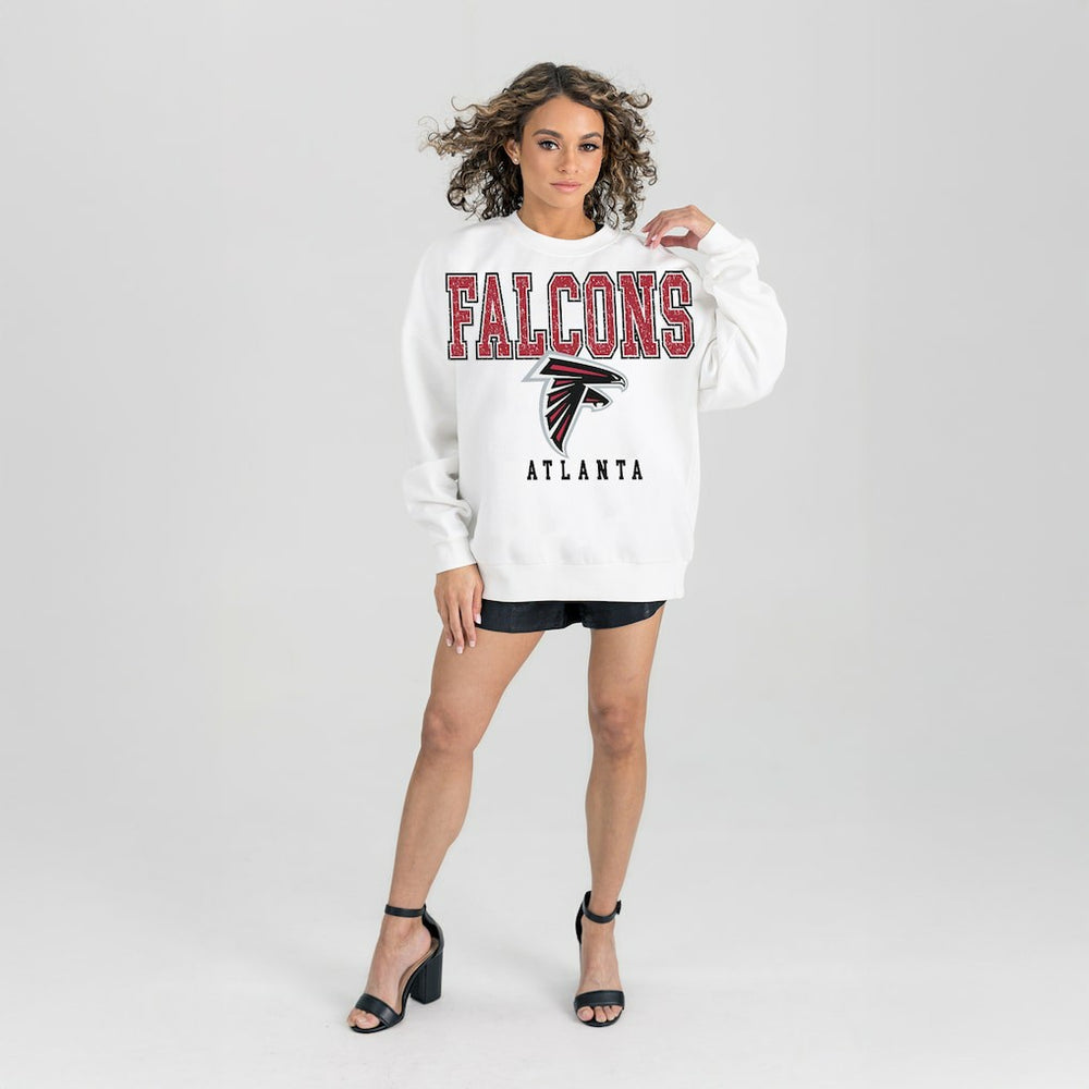 Atlanta Falcons Gameday Couture Women's Sunday Drives Oversized Crewneck Pullover Sweatshirt – White - NFL