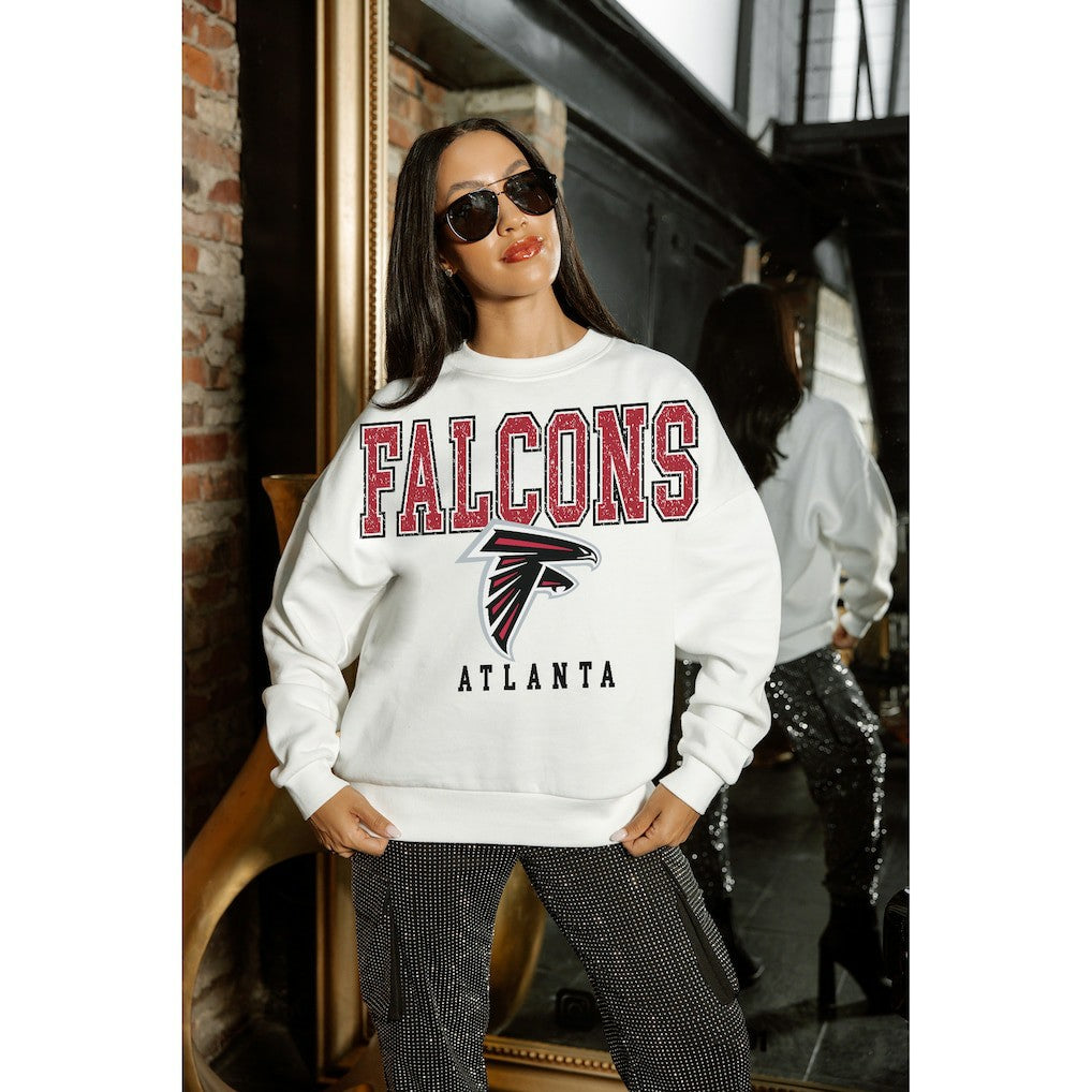 Atlanta Falcons Gameday Couture Women's Sunday Drives Oversized Crewneck Pullover Sweatshirt – White - NFL