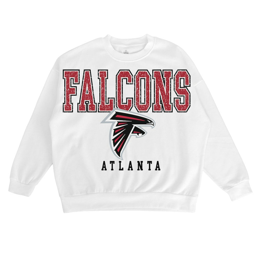 Atlanta Falcons Gameday Couture Women's Sunday Drives Oversized Crewneck Pullover Sweatshirt – White - NFL
