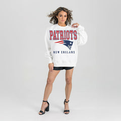 New England Patriots Gameday Couture Women's Sunday Drives Oversized Crewneck Pullover Sweatshirt – White - NFL