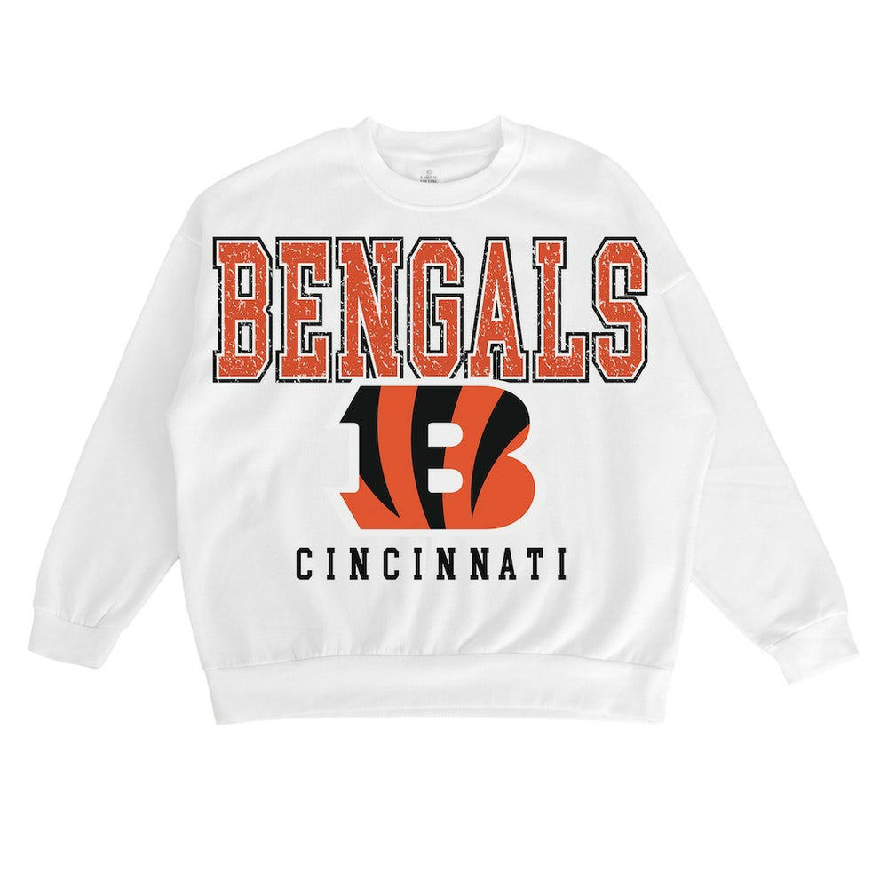Cincinnati Bengals Gameday Couture Women's Sunday Drives Oversized Crewneck Pullover Sweatshirt – White - NFL