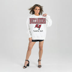Tampa Bay Buccaneers Gameday Couture Women's Sunday Drives Oversized Crewneck Pullover Sweatshirt – White - NFL