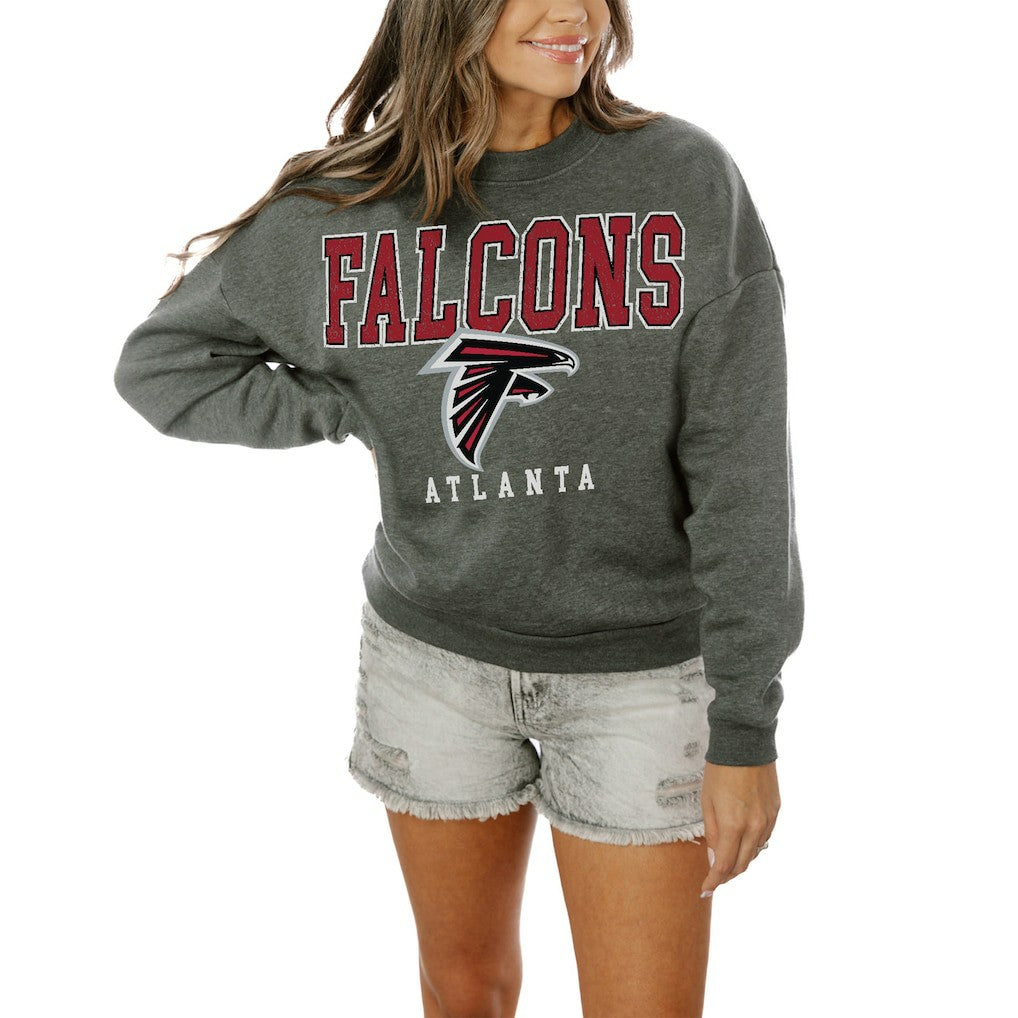 Atlanta Falcons Gameday Couture Women's Oversized Bring The Energy Pullover Sweatshirt – Charcoal - NFL