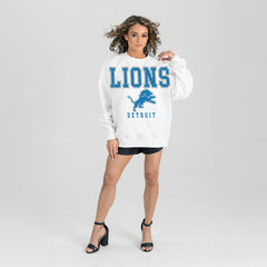 Detroit Lions Gameday Couture Women's Sunday Drives Oversized Crewneck Pullover Sweatshirt – White - NFL