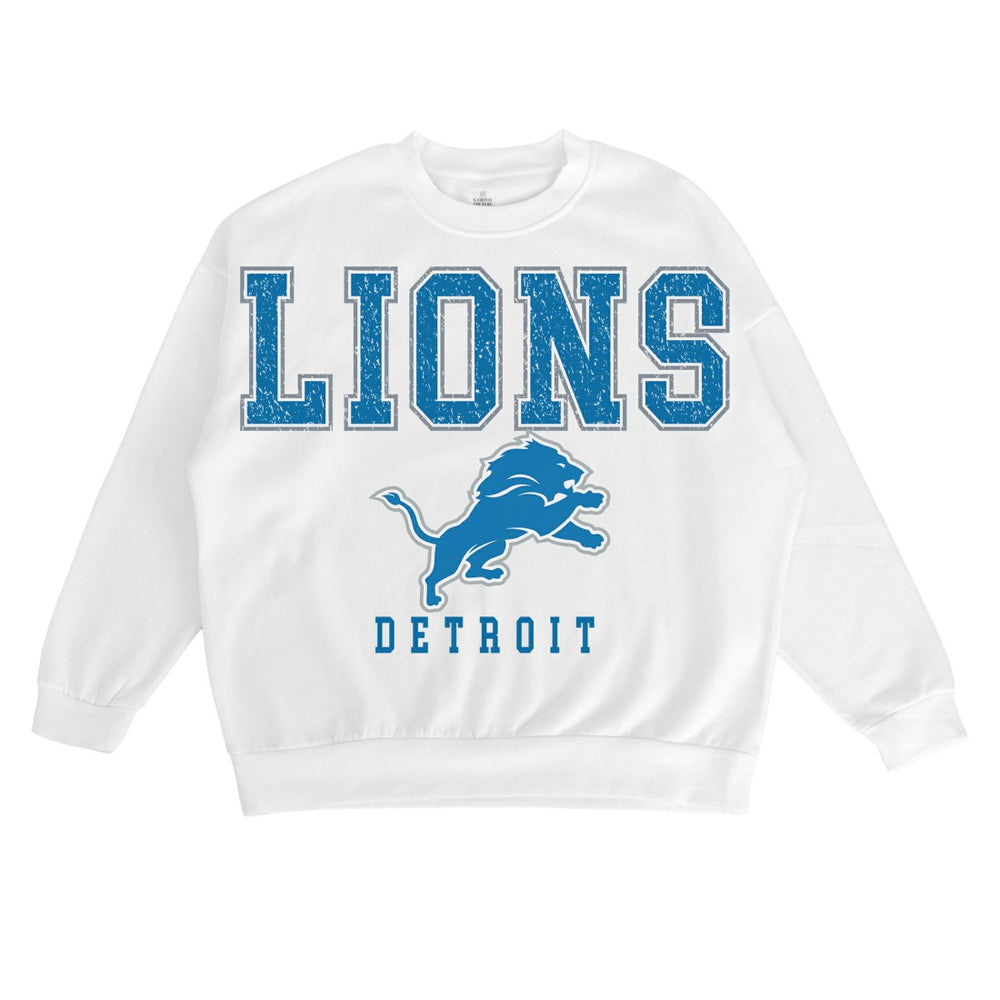 Detroit Lions Gameday Couture Women's Sunday Drives Oversized Crewneck Pullover Sweatshirt – White - NFL