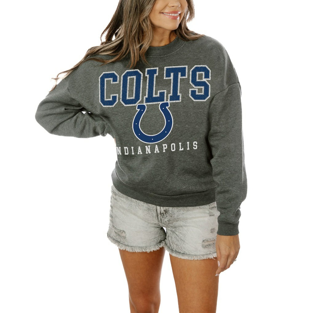 Indianapolis Colts Gameday Couture Women's Oversized Bring The Energy Pullover Sweatshirt – Charcoal - NFL