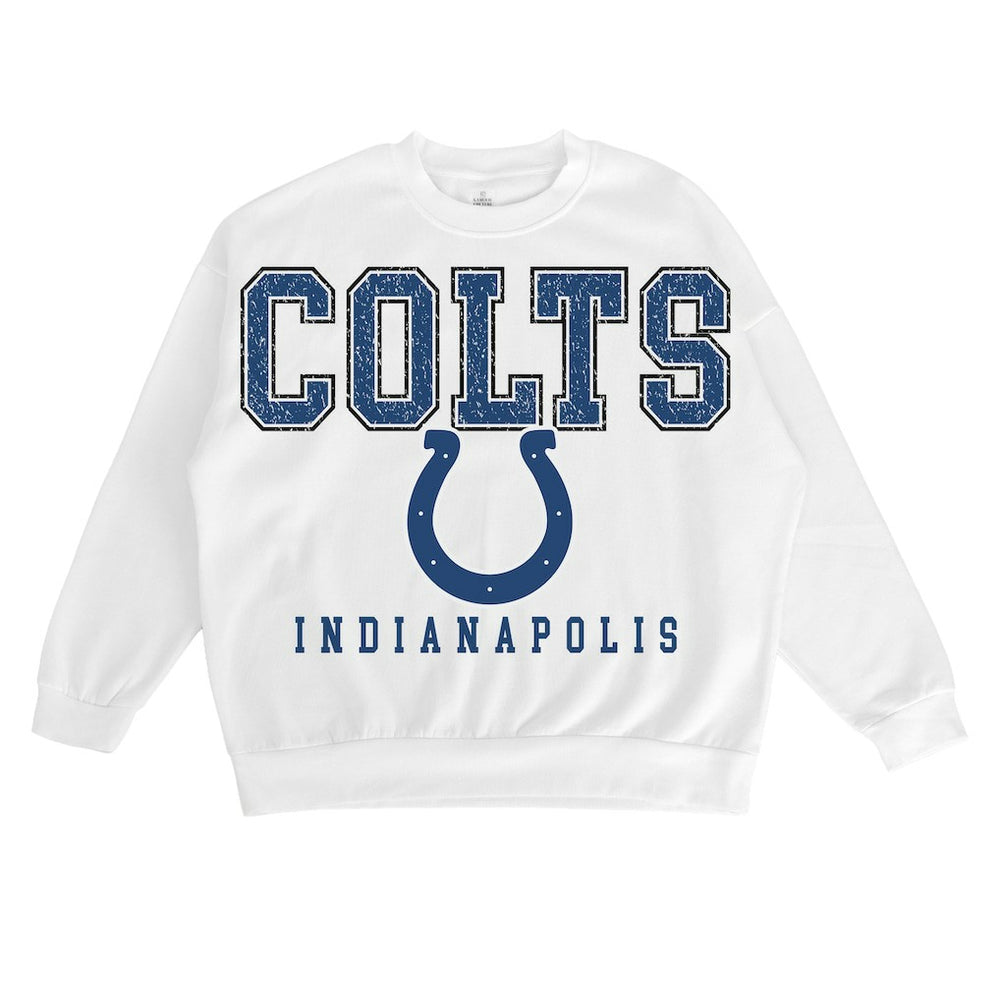 Indianapolis Colts Gameday Couture Women's Sunday Drives Oversized Crewneck Pullover Sweatshirt – White - NFL