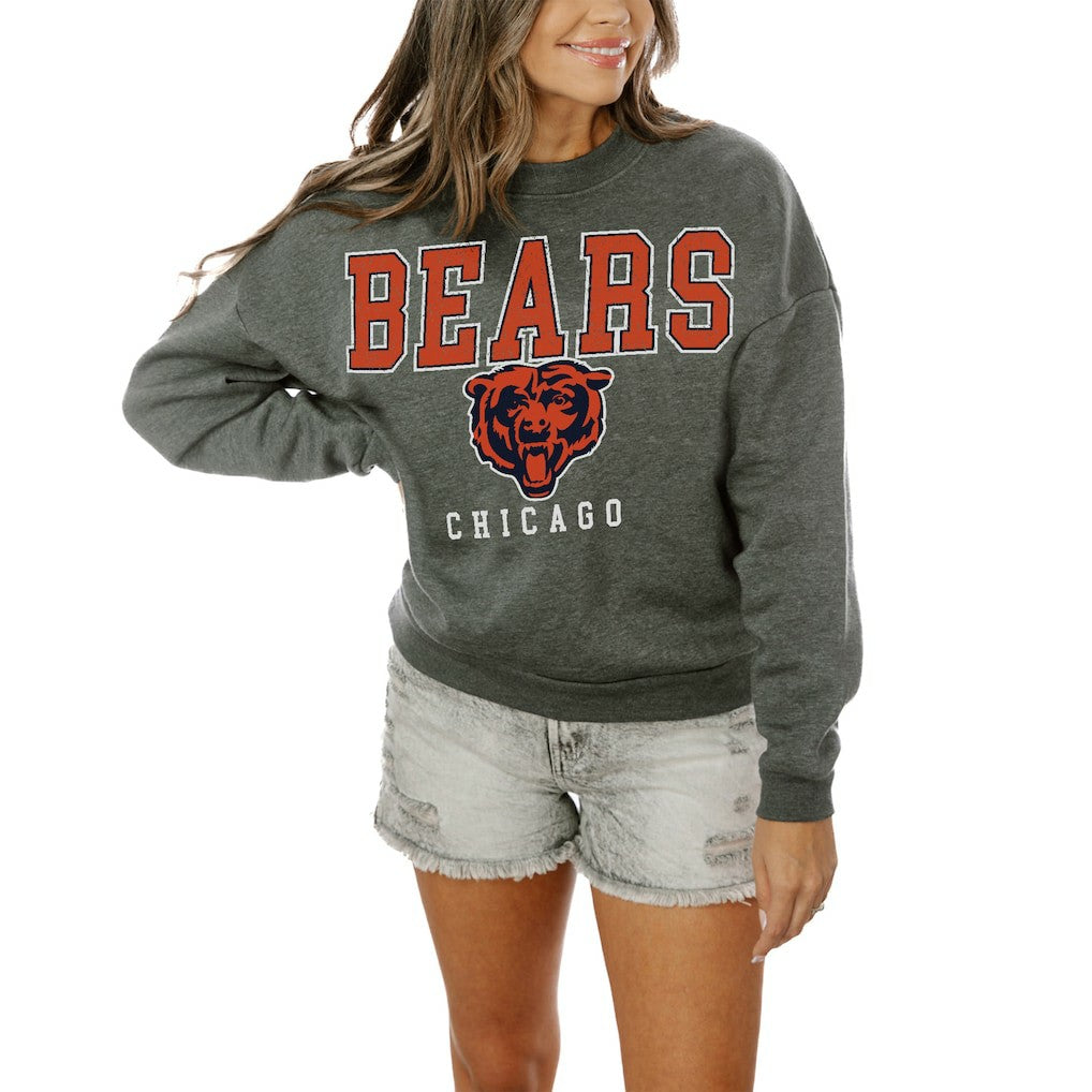 Chicago Bears Gameday Couture Women's Oversized Bring The Energy Pullover Sweatshirt – Charcoal - NFL