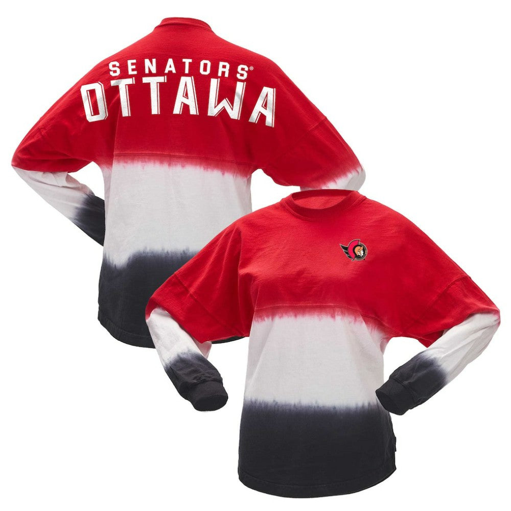 Ottawa Senators - Fanatics Women's Ombre Long Sleeve T-Shirt Red/Black