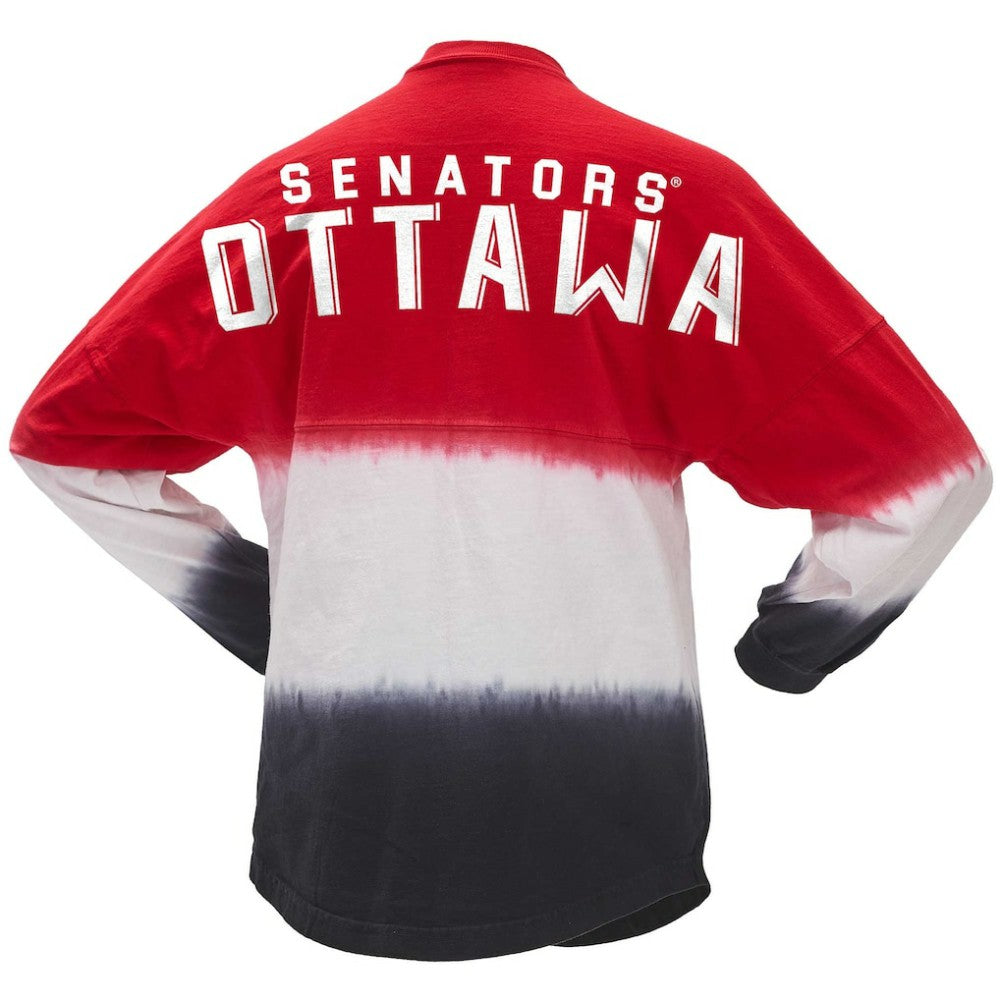 Ottawa Senators - Fanatics Women's Ombre Long Sleeve T-Shirt Red/Black