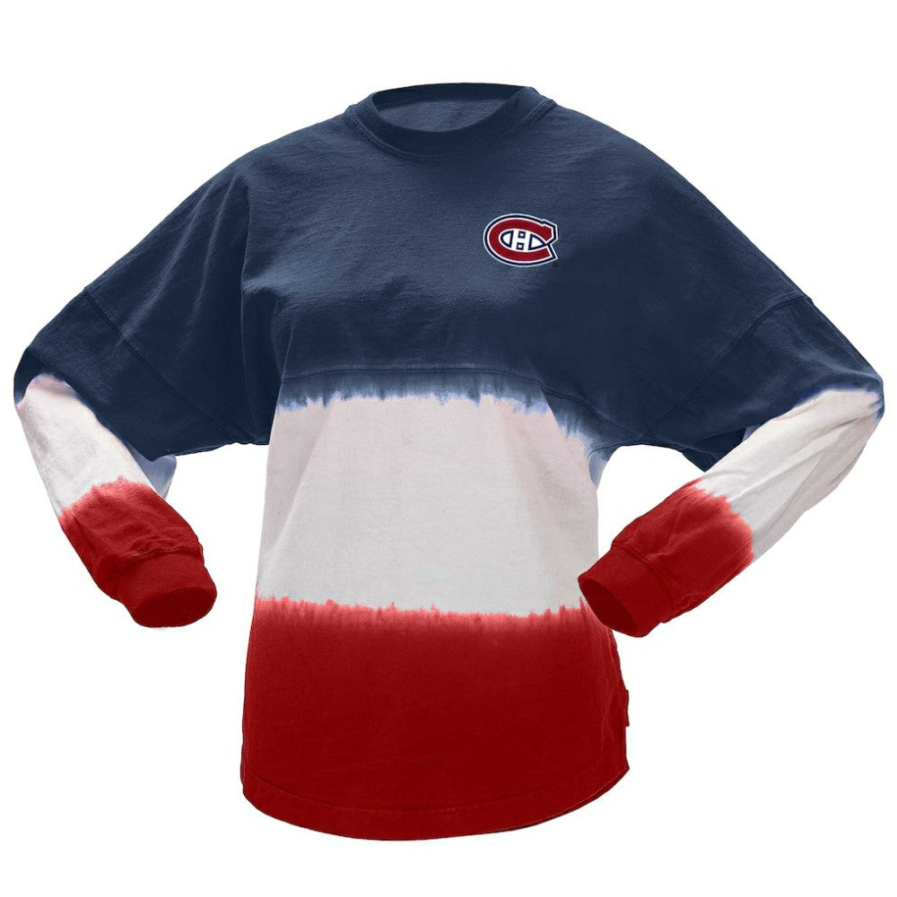 Montreal Canadiens - Fanatics Women's Ombre Long Sleeve T-Shirt Navy/Red